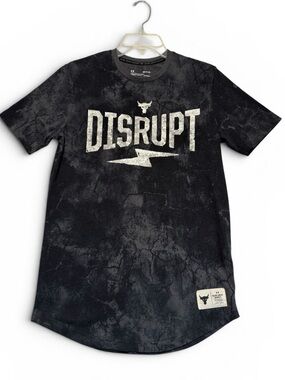 Under Armour Project Rock Disrupt T-Shirt Mens SM Black Grey Tie Dye Workout